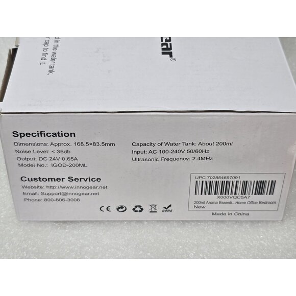 Innogear Aromatherapy Essential Oil Diffuser 7 LED Colors Adjustable Brightness - Picture 3 of 3